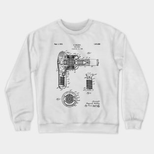 Hair Dryer Patent - Salon Art - Black And White Crewneck Sweatshirt